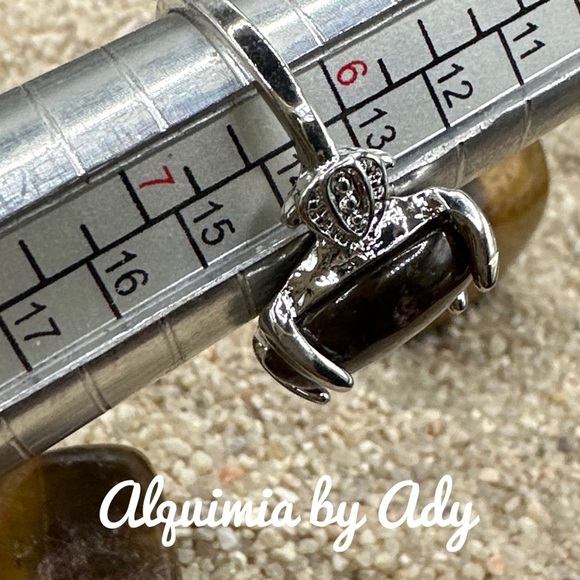 Alquimia Silver and Brown Organic Shape Ring tigers eye - Picture 2 of 2